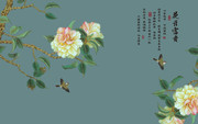 古典花开富贵背景墙图片