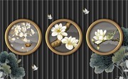 花开富贵玉兰花隔断玄关背景墙