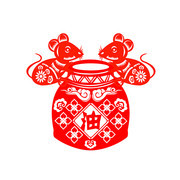 老鼠偷油剪纸图片
