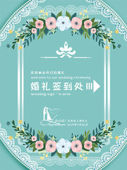 婚礼签到处指引海报