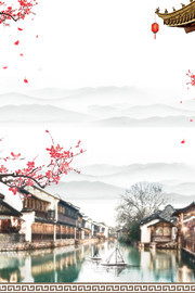 中国风古镇背景图片素材