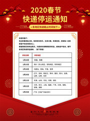 2020年新年快递停运通知海报