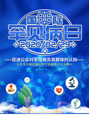 蓝色国际罕见病日宣传海报