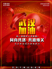共抗疫情武汉加油致敬逆行者主题公益海报