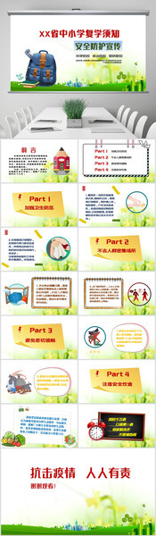 各地中小学幼儿园疫情复开学注意事项PPT