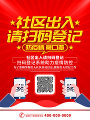 社区出入请扫码宣传海报图片