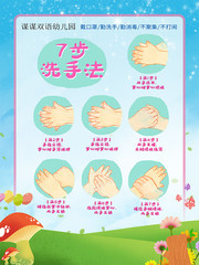幼儿园七步洗手法海报