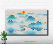 水墨山水油画客厅装饰画