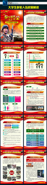2020年大学生参军入伍宣传展板