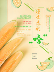 简约清新哈密瓜促销海报