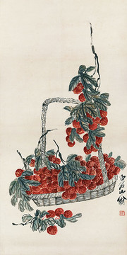 国画荔枝高清图片素材