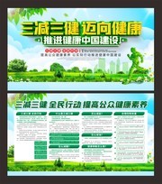 简约三减三健健康生活方式展板