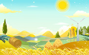 秋天风景卡通插画设计素材下载