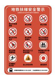 地铁扶梯安全警示图标下载