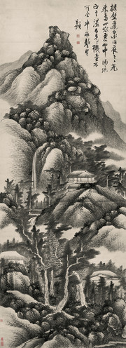 山水画清龚贤挂壁飞泉图
