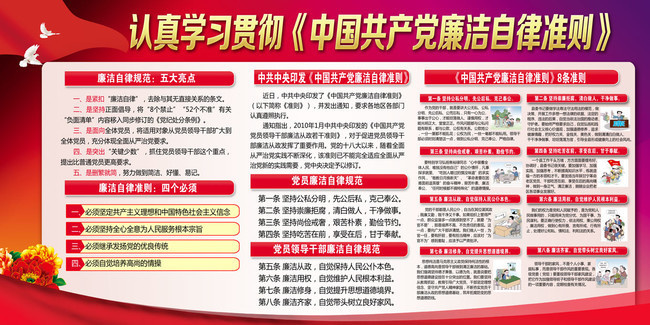 认真学习贯彻中国共产党廉洁自律准则板报