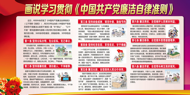 中国共产党廉洁自律准则解读宣传栏