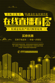 在线直播看房优惠促销海报图片