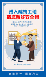 安全生产戴安全帽宣传海报