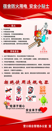 宿舍防火用电安全展架图片