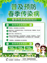 普及传染病预防知识宣传海报模板