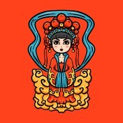 手绘京剧女孩插画