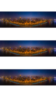 宽幅上海外滩夜色素材图片