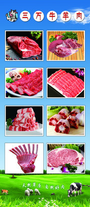 牛羊肉宣传易拉宝图片素材