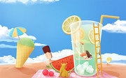 手绘夏季饮品背景