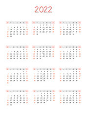 2022年虎年日历表图片素材