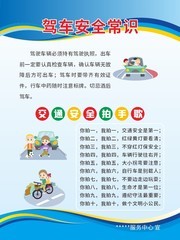 蓝色驾车安全常识海报
