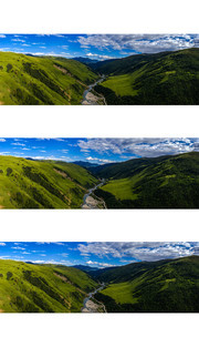 宽幅高山草原峡谷全景图