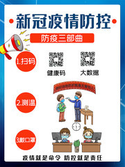 抗击新冠疫情扫码测温戴口罩海报