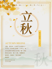 二十四节气立秋银杏叶背景海报