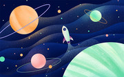 卡通宇宙星球抽象插画背景下载