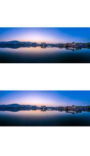 宽幅华西村龙西湖晨曦全景
