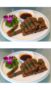 韭香捞汁素毛肚菜品图片素材