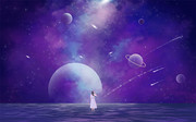 唯美星空梦幻插画背景素材