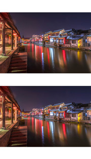嘉善西塘古戏台美丽夜景灯光图片素材