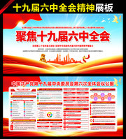 聚集党的十九届六中全会公报展板