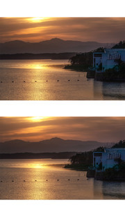 夕阳下的湖光山色