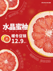 红色柚子水果海报