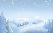 冬季雪地插画背景图片