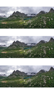 宽幅高原高山湖泊风光全景图