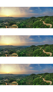 宽幅桐柏山日落全景图