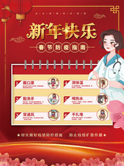 新年快乐防疫宣传海报图片素材