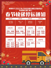 春节快递停运物流放假通知海报图片