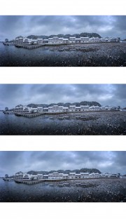 宽幅荷塘村庄雪景图片