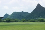 青山下的草地自然风景摄影图片