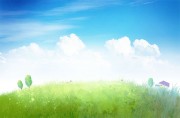 天空云朵卡通风景插画背景素材